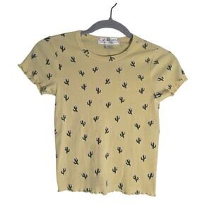 Cut & Paste Yellow Cactus Baby Tee Women's XS Y2K Crop Soft Girl Desert Cute Y2K